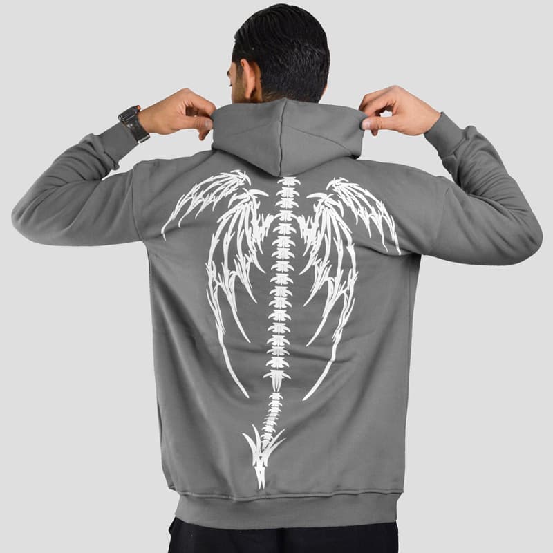 هودی اسکلتی مدل Angel Bones کد Abl-040d4 رنگ طوسی — تصویر ۳