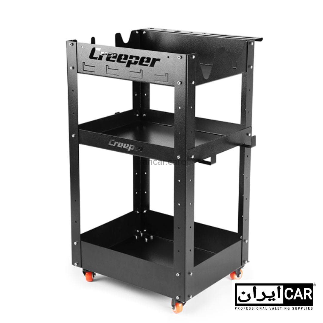 میز دیتیلینگ و ترولی سه طبقه مشکی حرفه‌ای کریپر مدل Creeper 3 Tier Tool Cart
