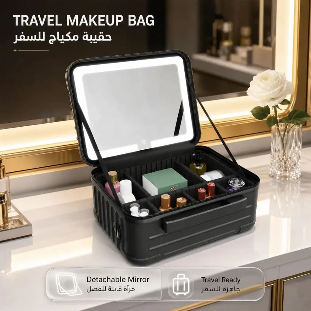 کیف لوازم آرایش پرودو رینگ لایت دار مدل MAKEUP BAG WITH DETACHABLE — تصویر ۶