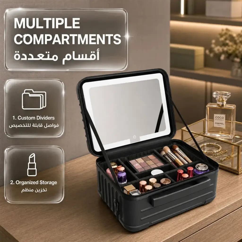 کیف لوازم آرایش پرودو رینگ لایت دار مدل MAKEUP BAG WITH DETACHABLE — تصویر ۵