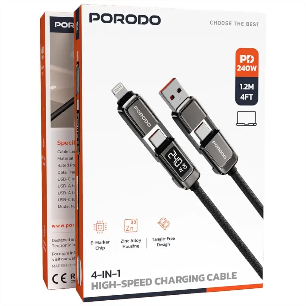 کابل شارژ چندکاره 240W پرودو مدل HIGH SPEED — تصویر ۷