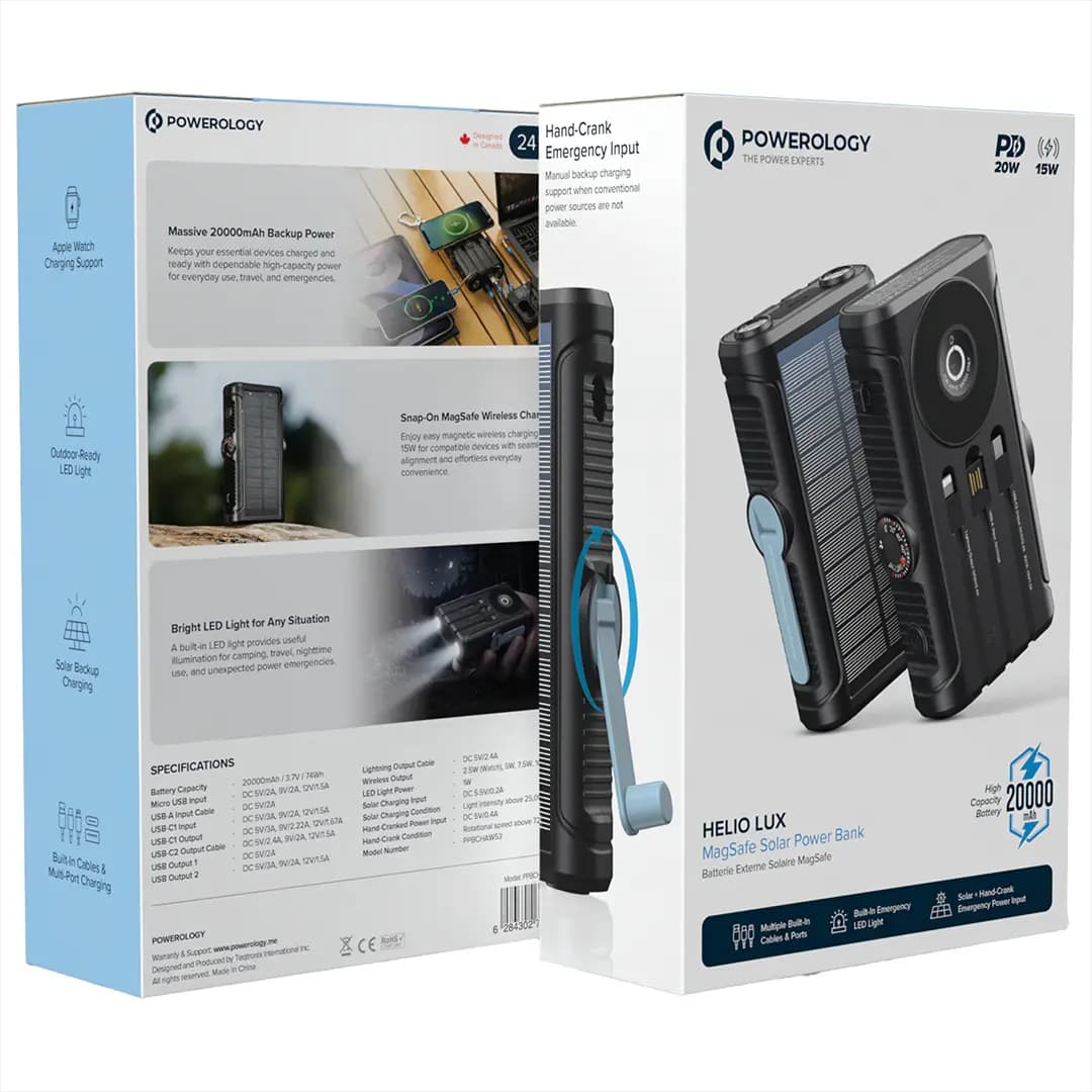پاوربانک 20 وات سولار مگسیف پاورولوژی مدل HELIO LUX 2000MAH — تصویر ۹