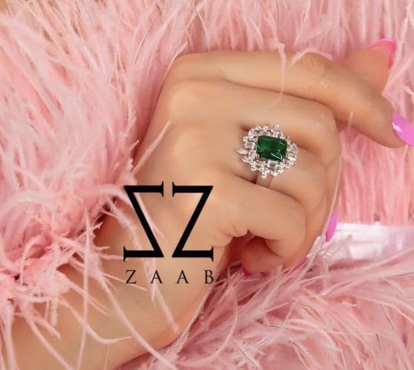 انگشتر طرح زمرد نقره — تصویر ۹