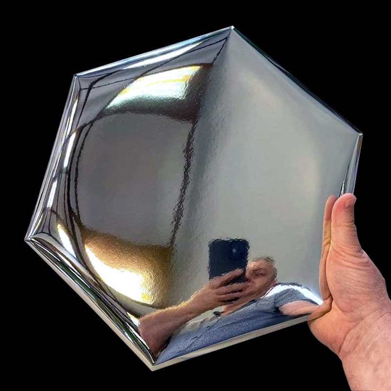 تایل چرمی شش ضلعی نقره ای براق قطر 20 سانتیمتر — تصویر ۴