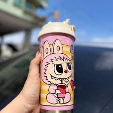 تراول ماگ استیلی طرح لبوبو caka coffee cup کد 1724 — تصویر ۵