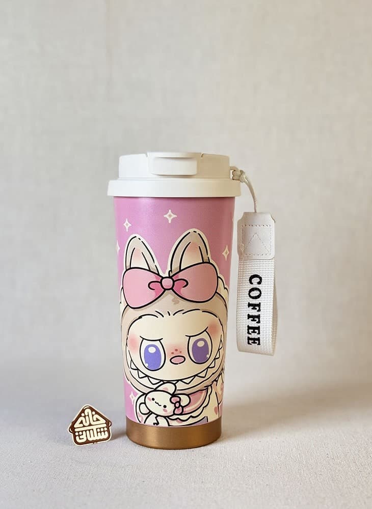 تراول ماگ استیلی طرح لبوبو caka coffee cup کد 1727 — تصویر ۲