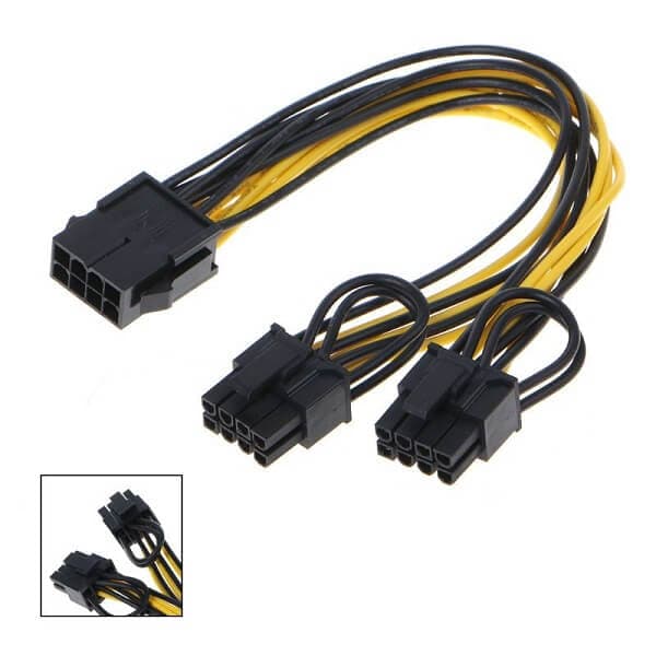 تبدیل 8 پین نر برق پاور به دو تا 2+6 پین ماده VGA — تصویر ۲