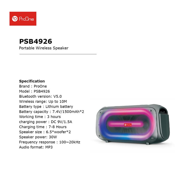 اسپیکر بلوتوثی قابل حمل پرووان مدل PSB4926 — تصویر ۳