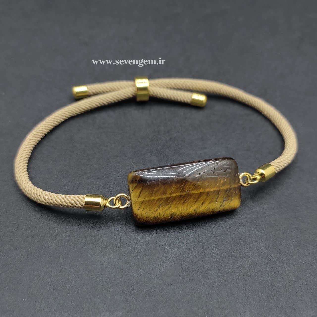 دستبند زنانه سنگ چشم ببر (کدB303)