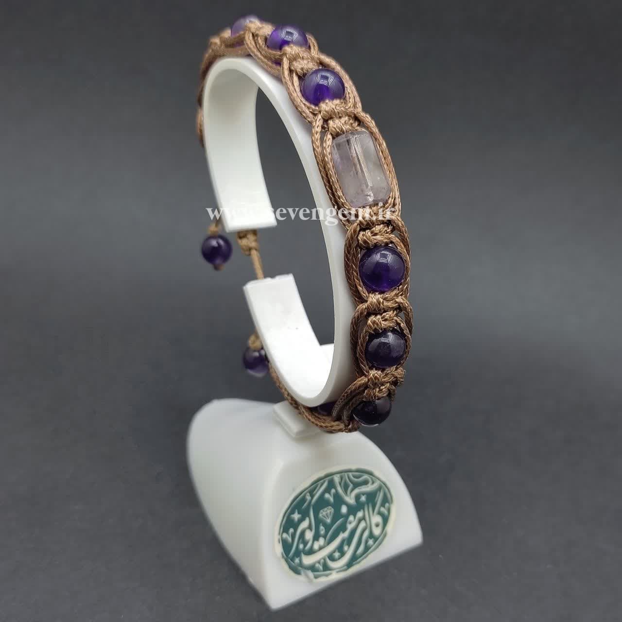 دستبند بافت سنگ آمیتیست (کدB269) — تصویر ۶