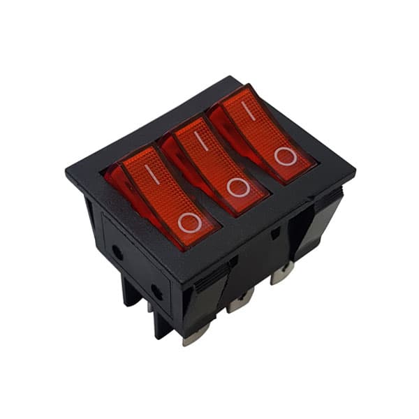کلید راکر باریک چراغدار سه پل مدل KCD3-301N