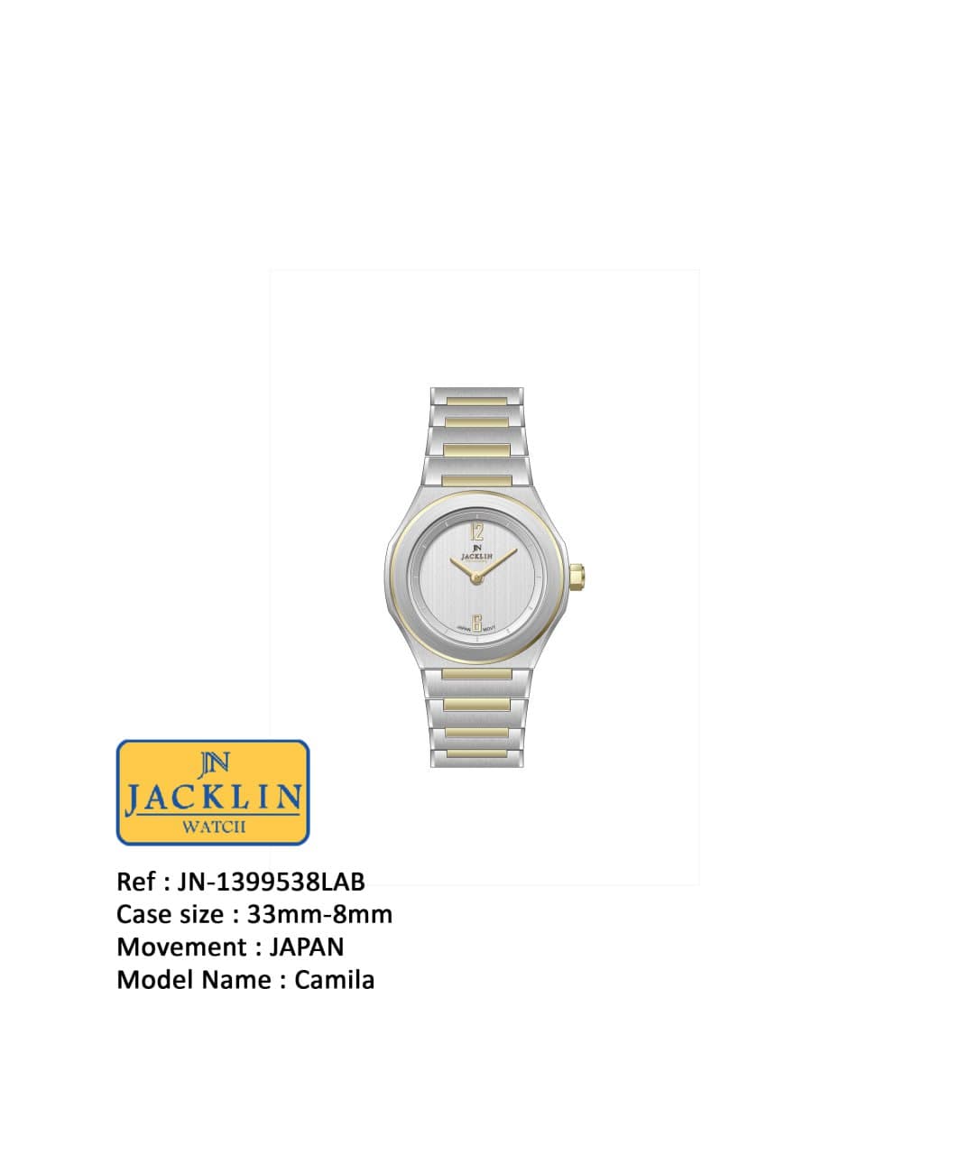 ساعت زنانه استیل اورجینال جَکلین Camila مدل JN-1399538 موتور میوتا ژاپن کیفیت عالی رنگ ثابت سایز 33 میلیمتر کد 1924773