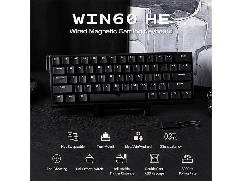 کیبورد گیمینگ آئولا مدل WIN60 HE با سوییچ مغناطیسی — تصویر ۹