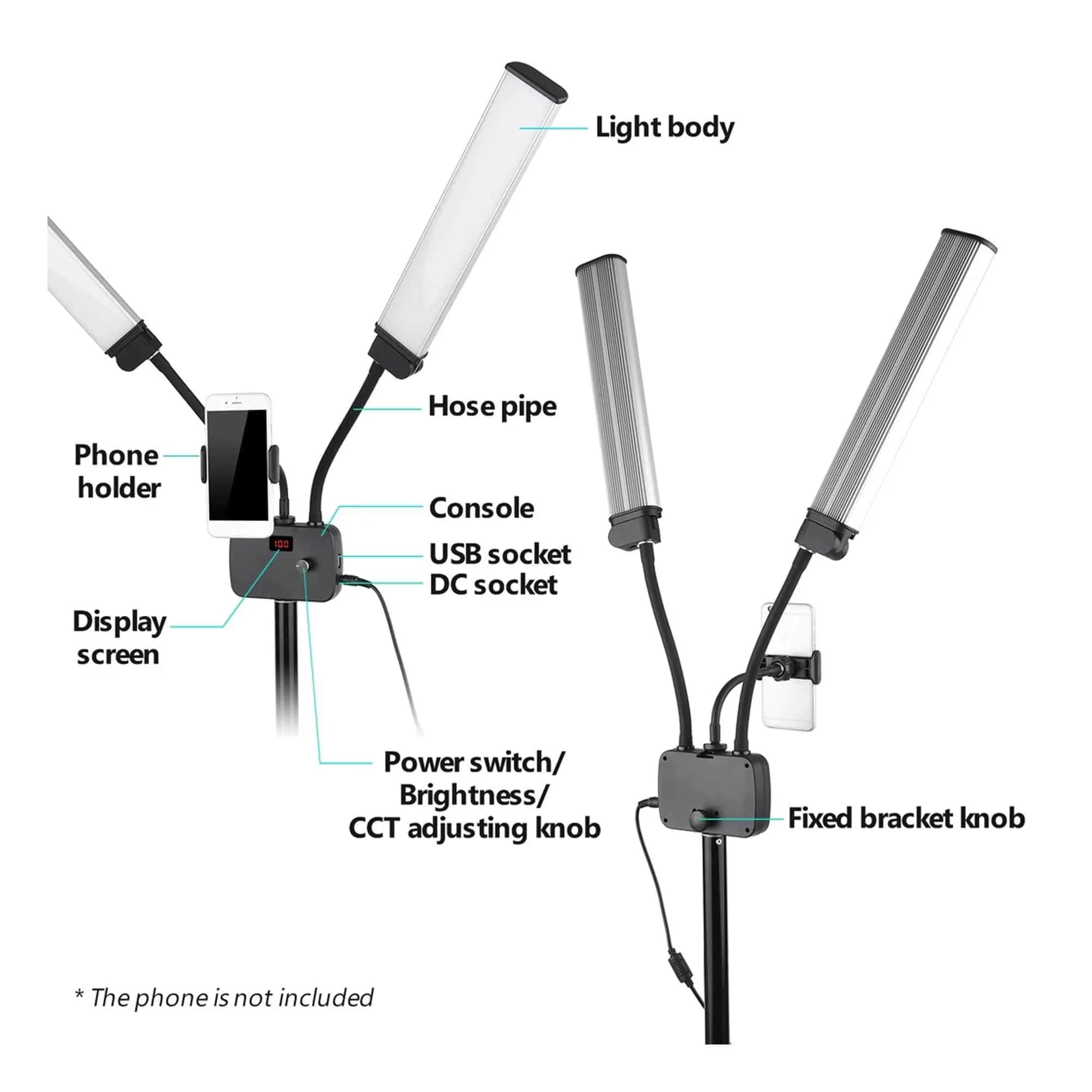 نور ثابت شاخ گوزنی دو شاخه HD-45x 45w Double Arm light — تصویر ۸