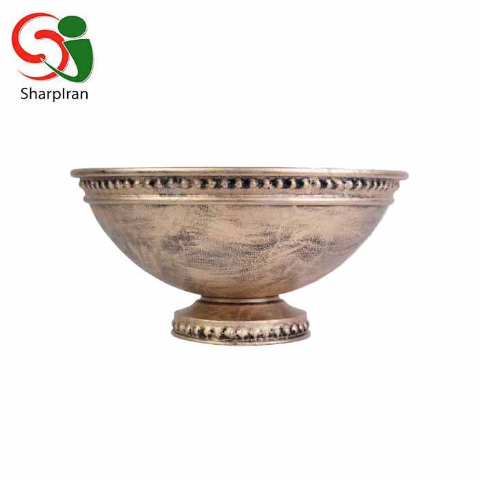 جام رومیزی پتینه مدل دکمه ای ریز رنگ طلایی