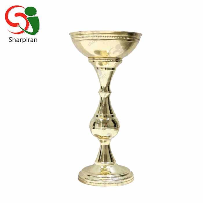 جام پایه دار مدل دکمه ای ریز رنگ آبکاری طلایی