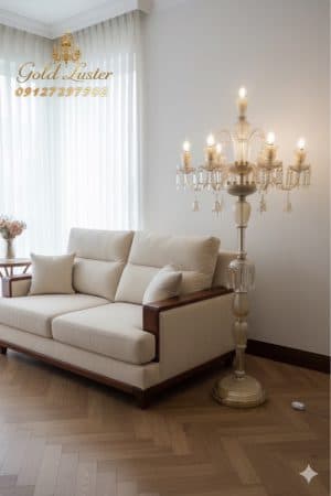 آباژور ایستاده باکارات رنگ عسلی 7شعله