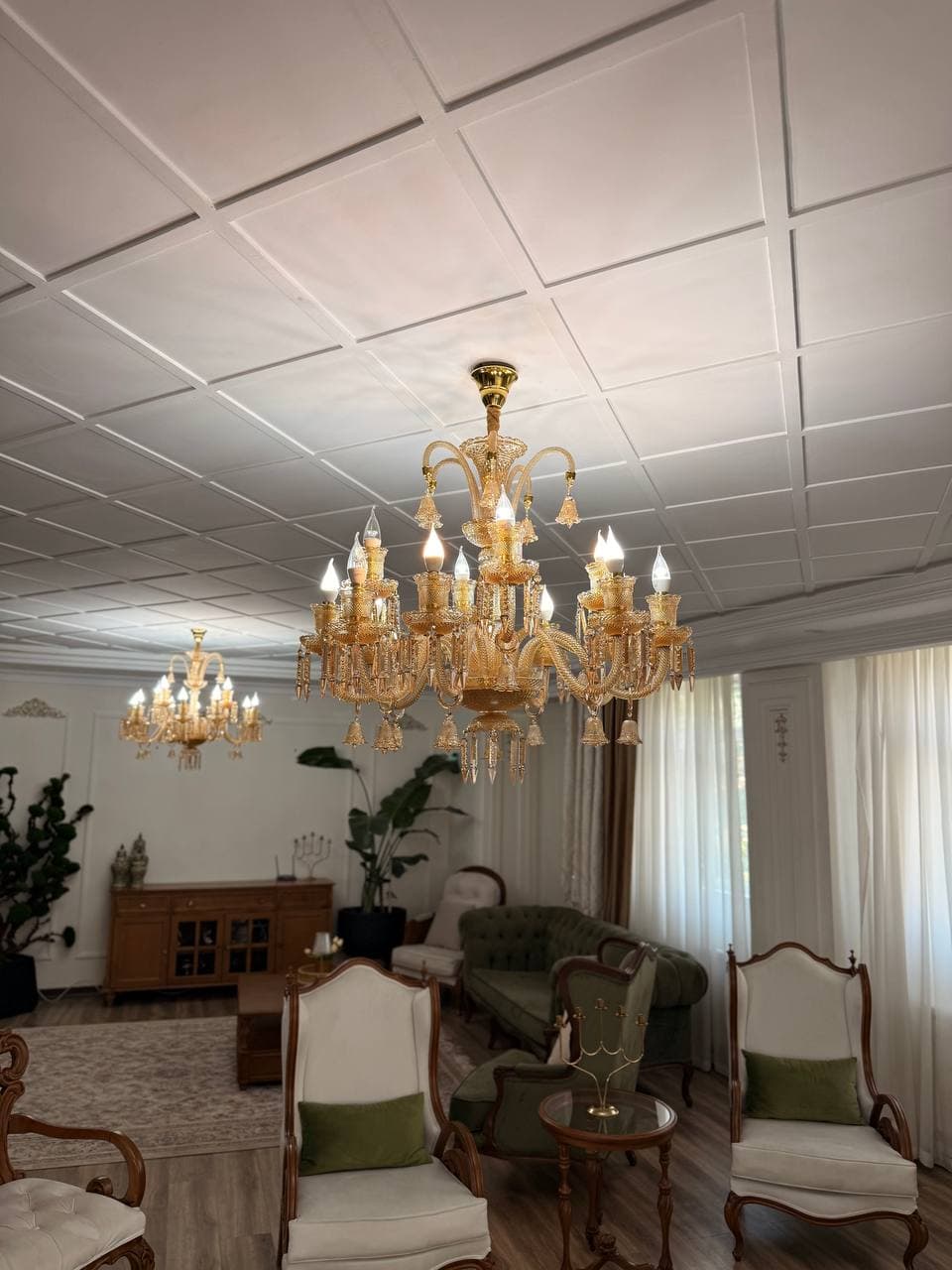 لوستر کریستال باکارات طرح فرانسه رنگ عسلی — تصویر ۱۲