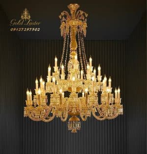 لوستر کریستال باکارات طرح فرانسه رنگ عسلی