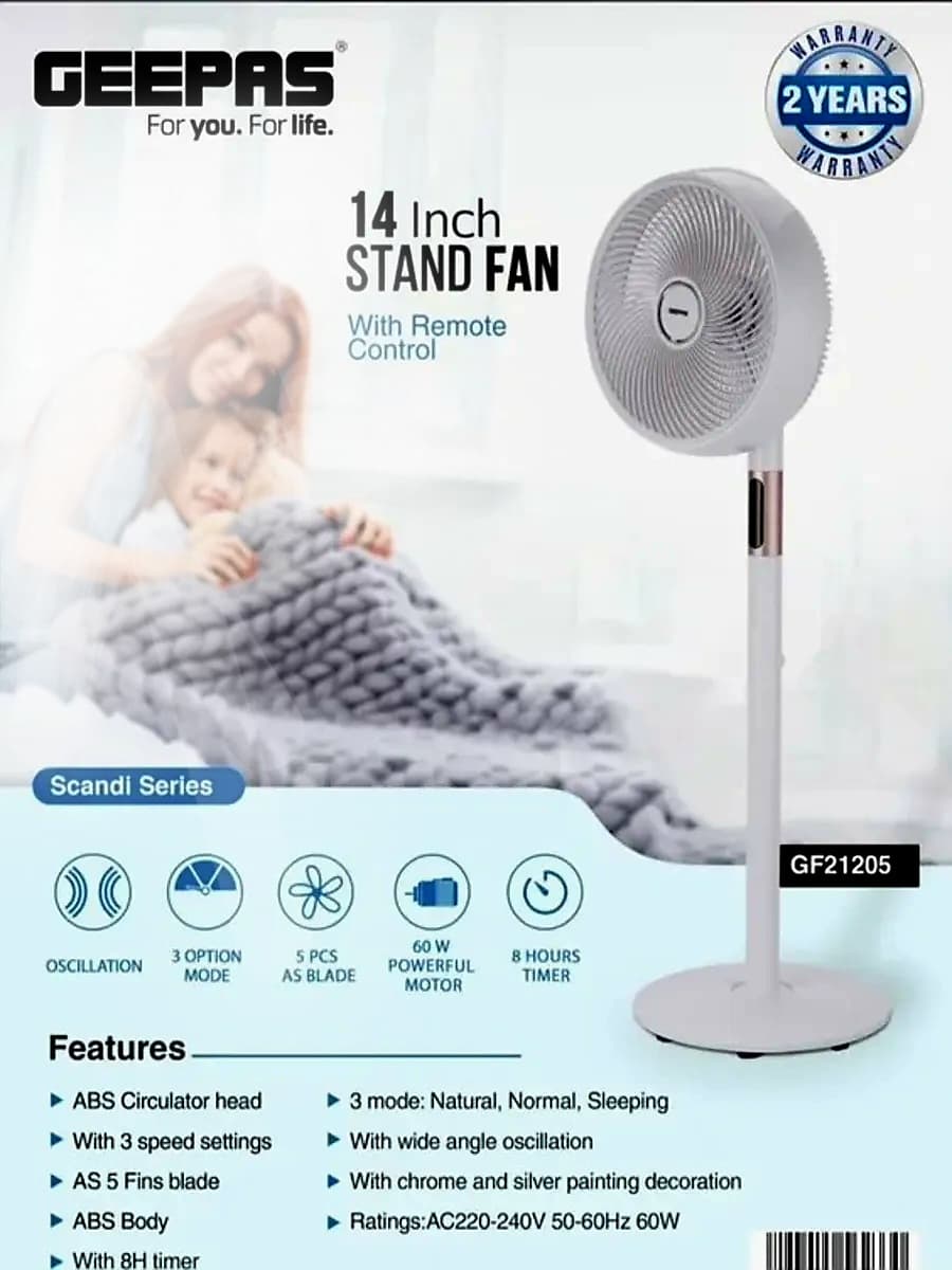 پنکه ایستاده جیپاس GF21205 | خرید پنکه ریموت‌دار اصل از ریوکالا