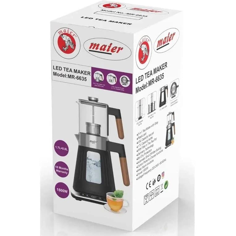چای ساز مایر MR6635 | خرید چای ساز شیشه‌ای Maier — تصویر ۳