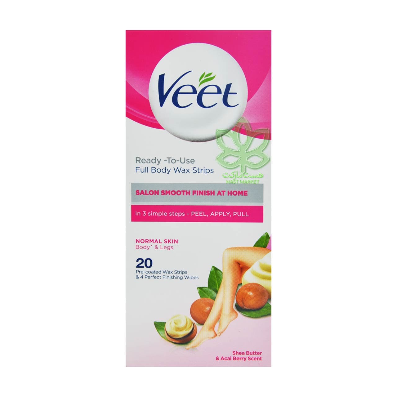 نوار وکس موبر بدن پوست نرمال ( با شی باتر ) رایحه آکای بری 20 عدد ویت – veet