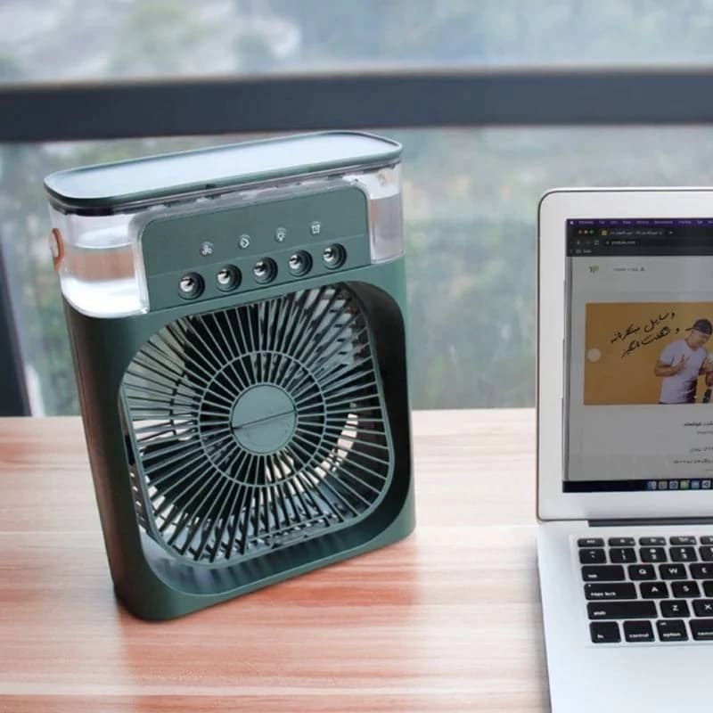 پنکه رومیزی مه پاش سایز بزرگ و اصلی (فول سایز مدل درجه یک بازار با موتور فن اصلی ) مدل AIR COOLER FAN چراغ دار | دارای 3 حالت تایمر — تصویر ۸