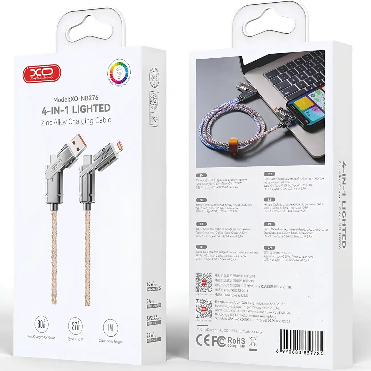 کابل شارژ چندکاره ایکس او XO مدل XO-NB276 توان 60W — تصویر ۶