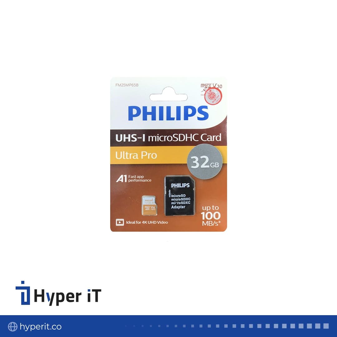 کارت حافظه PHILIPS microSDHC adapter UHS-I Ultra pro U3 Class 10 V30 A1 – 100MBs 32GB