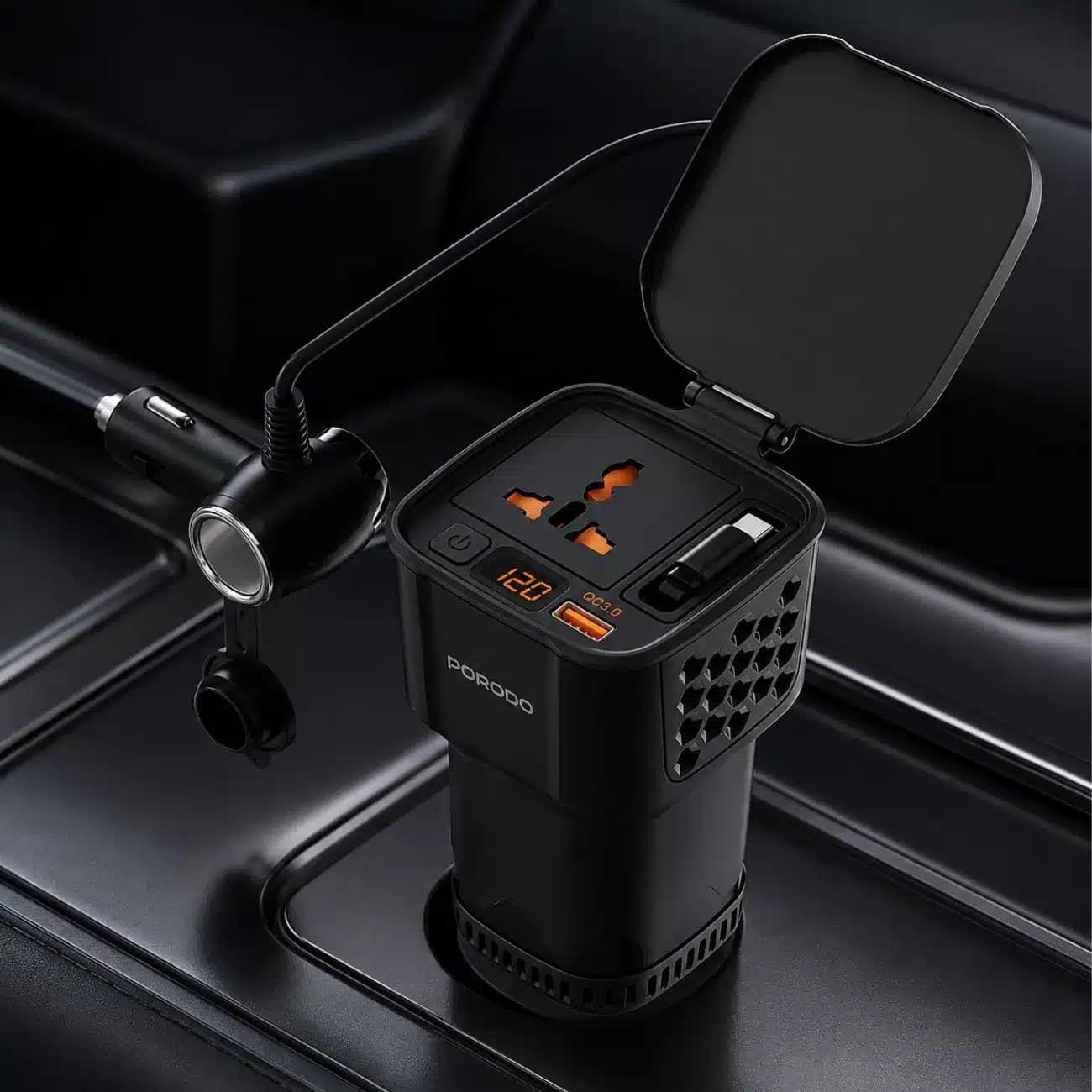 مبدل برق خودرو پرودو Porodo مدل PDCI103BK توان 200W — تصویر ۹