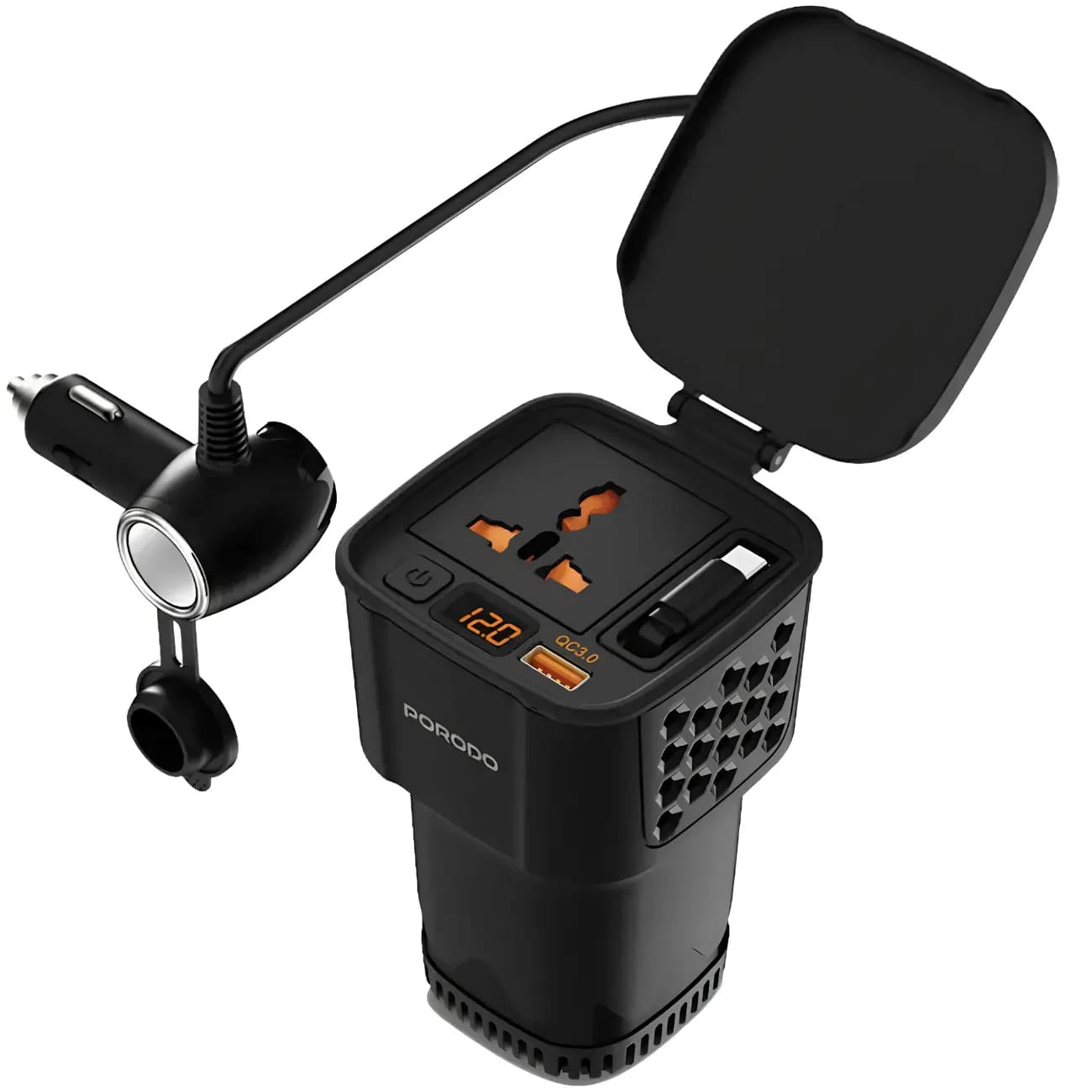 مبدل برق خودرو پرودو Porodo مدل PDCI103BK توان 200W — تصویر ۲