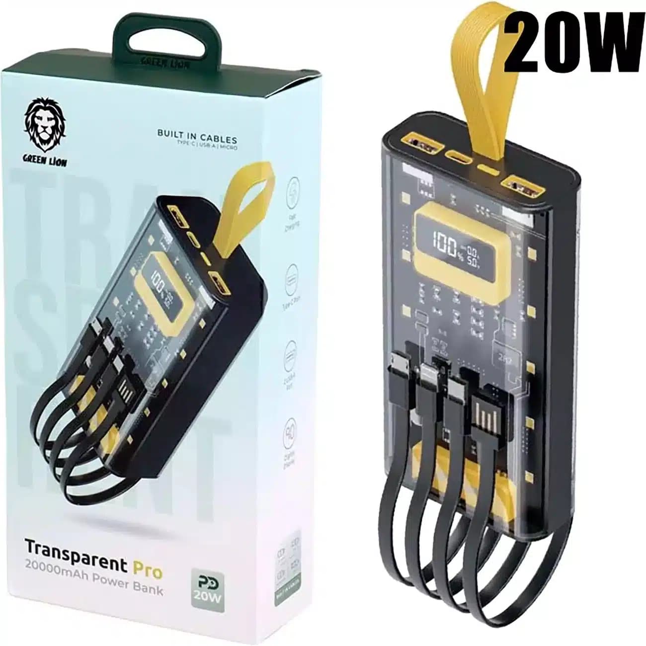 پاور بانک 20000 گرین لاین Green Lion مدل GNTRAPB20KBK توان 20 وات — تصویر ۳