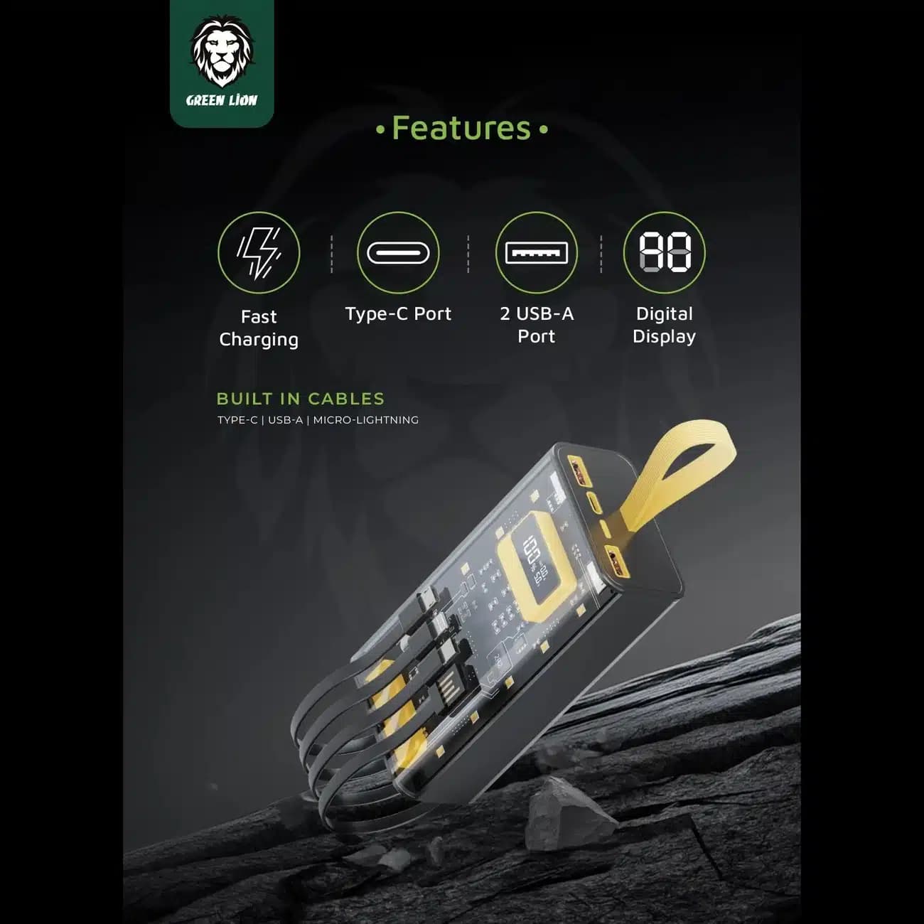 پاور بانک 20000 گرین لاین Green Lion مدل GNTRAPB20KBK توان 20 وات — تصویر ۶