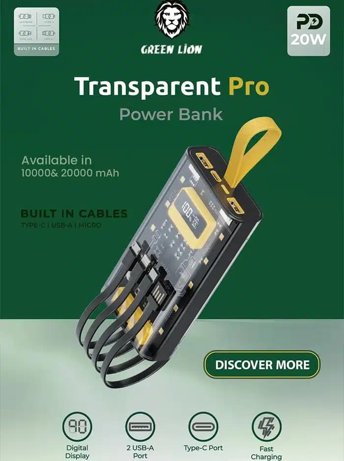 پاور بانک 20000 گرین لاین Green Lion مدل GNTRAPB20KBK توان 20 وات — تصویر ۸