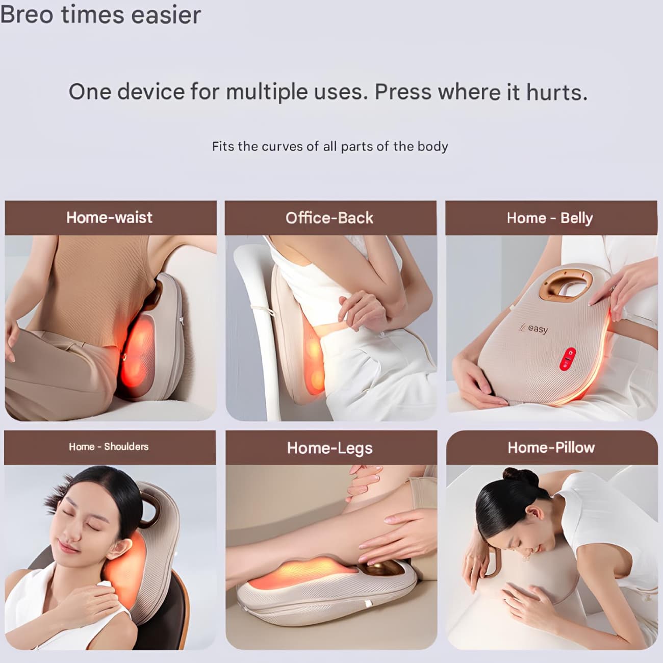 ماساژور شارژی قابل حمل برِیو Breo مدل Back Lite برای کمر و گردن — تصویر ۴