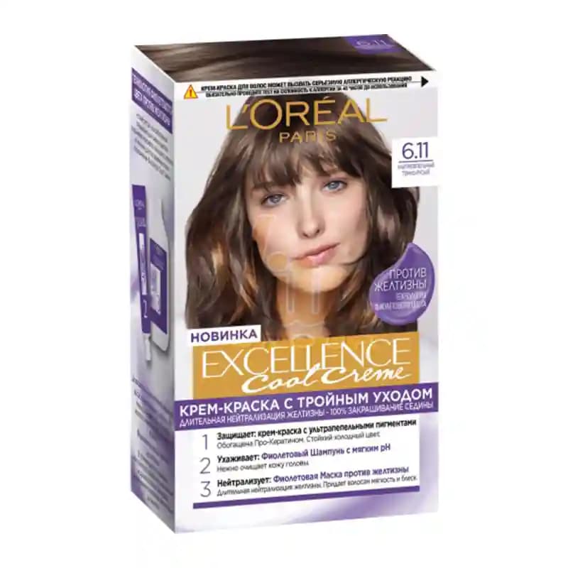 کیت رنگ مو لورال 6.11 Excellence Cool Cream بلوند دودی تیره