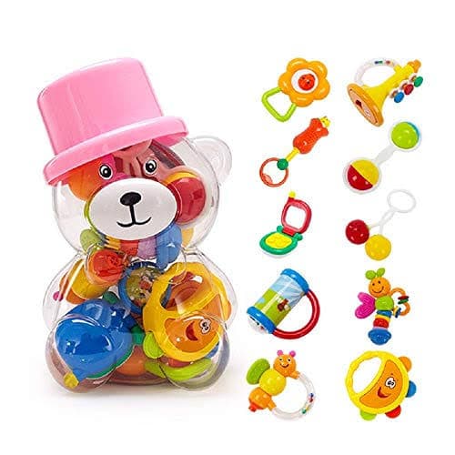 پک جغجغه 10 عددی نوزاد خرس کلاه کج Biai toys — تصویر ۸