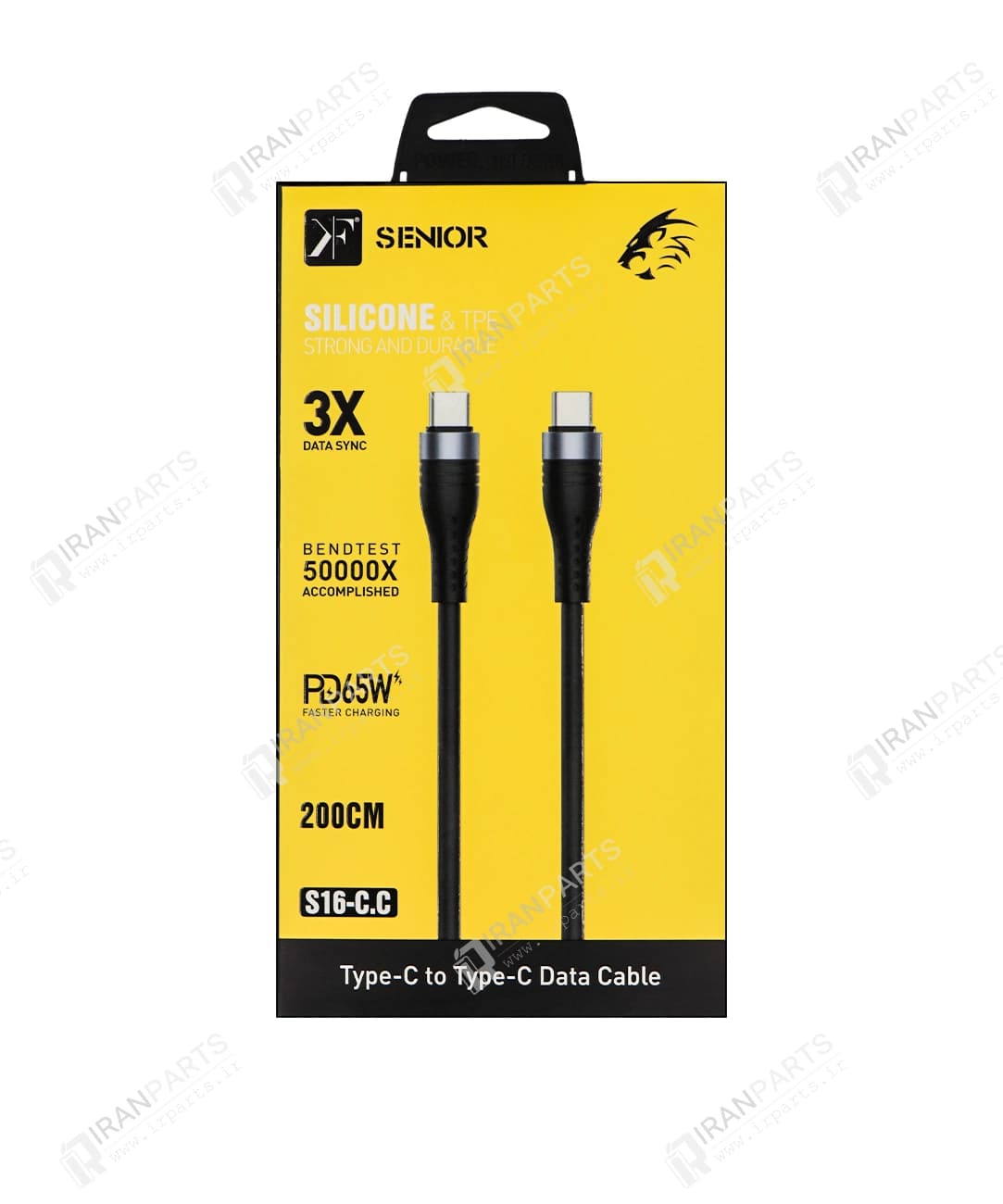 کابل شارژ سیلیکونی 2 متری تایپ سی مدل KF Senior S16-C.C — تصویر ۳