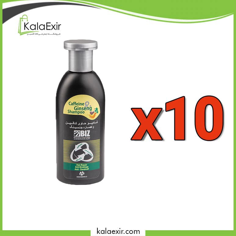 شامپو کافئین و عصاره جنسینگ دکتر بیز پک 10 عددی