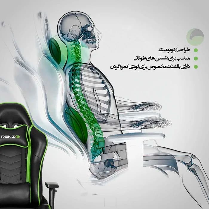 صندلی گیمینگ رنزو Gaming Chair Renzo White — تصویر ۱۲