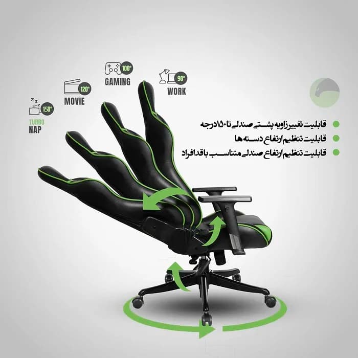 صندلی گیمینگ رنزو Gaming Chair Renzo White — تصویر ۱۱