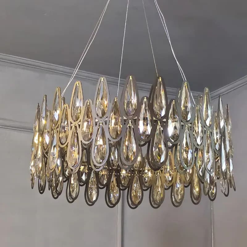 لوستر مدرن کریستالی مدل اشکی (قطر 60)