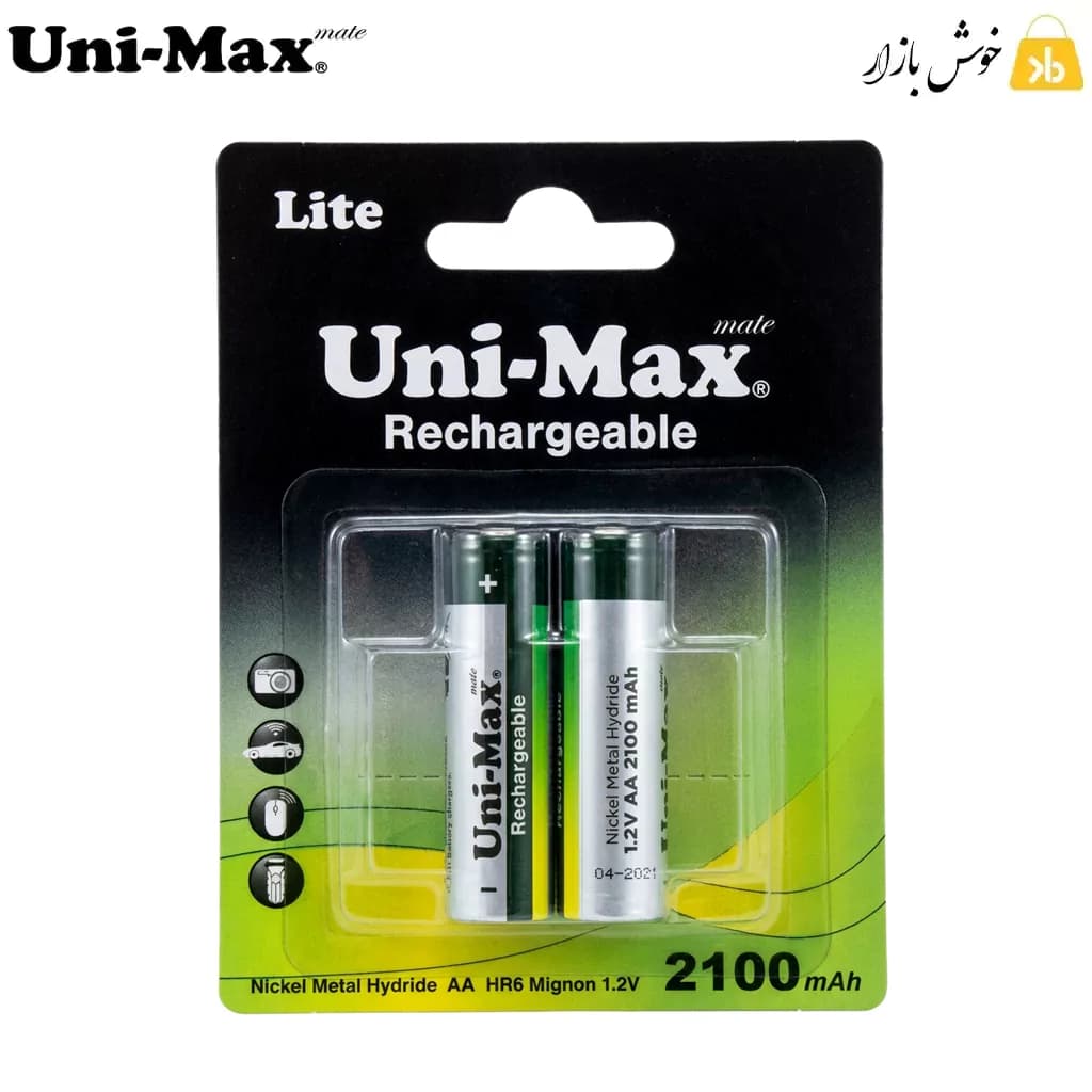 باتری شارژی قلمی یونیمکس (Uni-Max) سری Lite ظرفیت 2100mAh — تصویر ۶