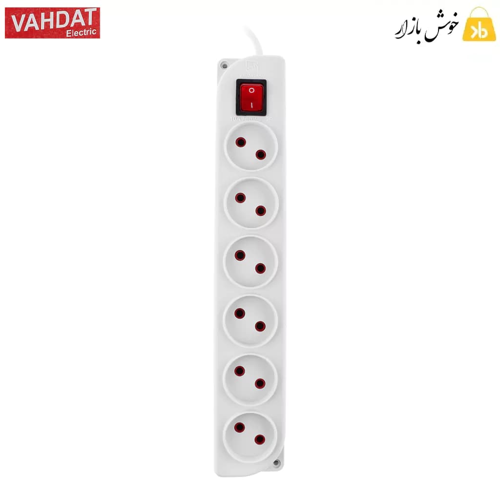 چندراهی برق وحدت الکتریک 6 خانه کلیددار بدون ارت (مغزی پلی آمید) — تصویر ۱۱