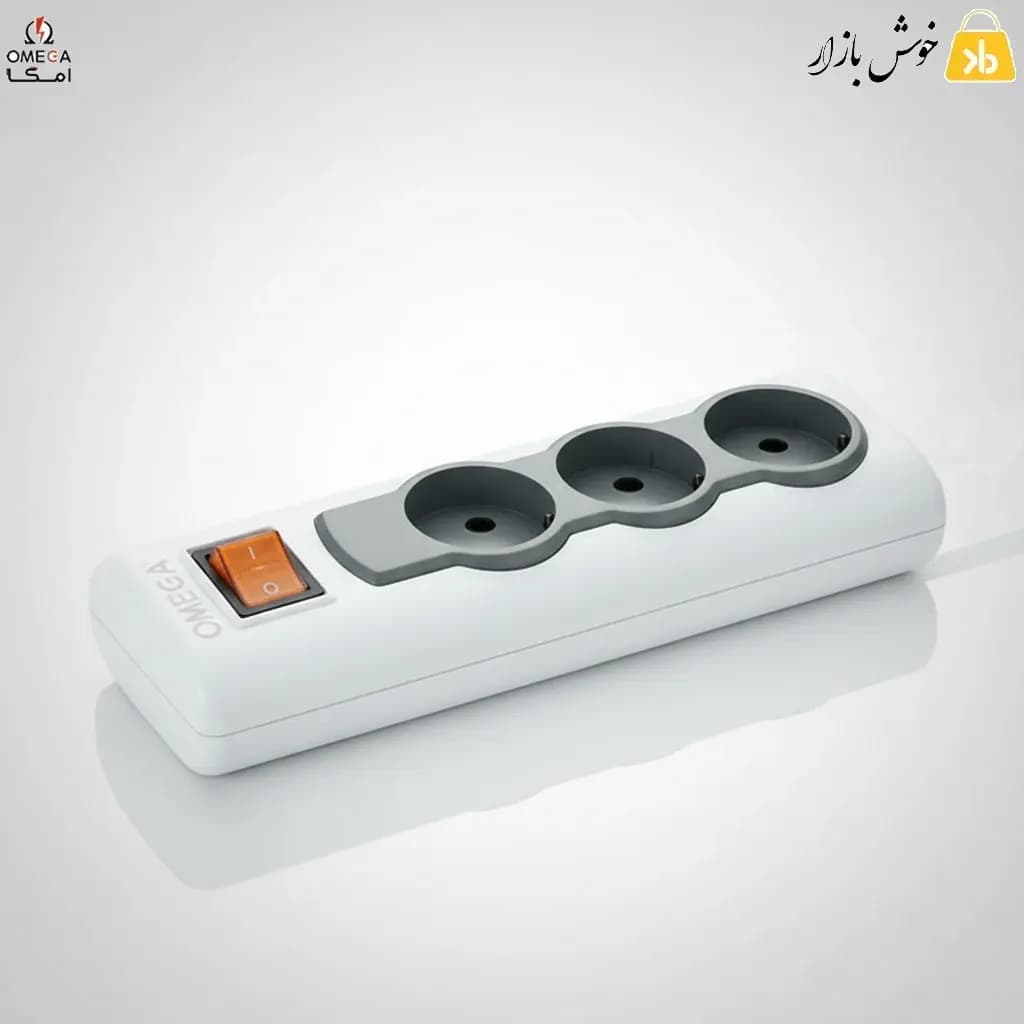 رابط برق 3 خانه بدون ارت امگا مدل R3000 با کابل 5 متری — تصویر ۶