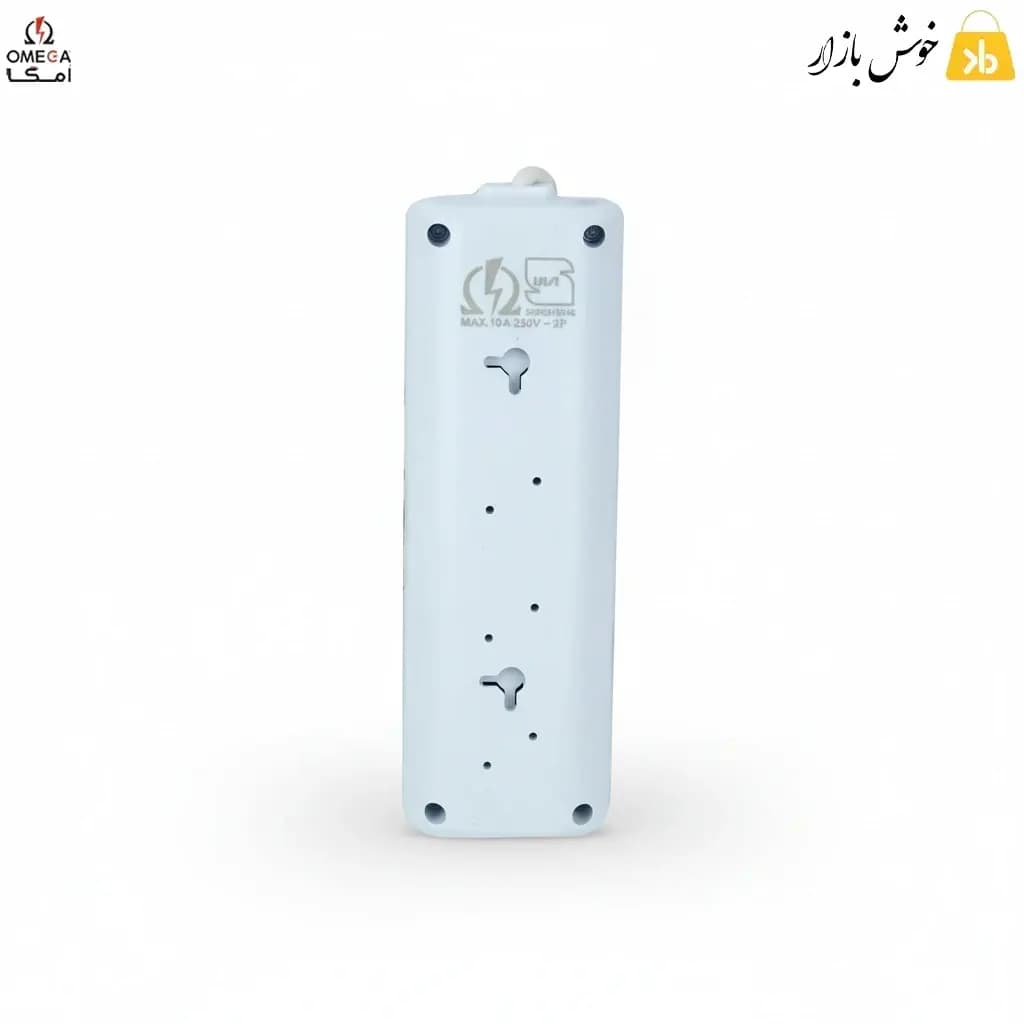رابط برق 3 خانه بدون ارت امگا مدل R3000 با کابل 5 متری — تصویر ۵