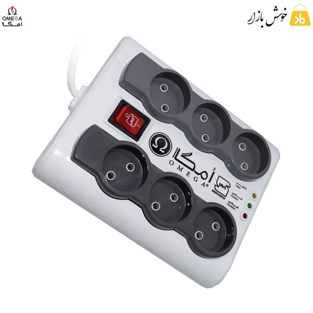 محافظ برق 6 خانه امگا مدل P6000، کابل 1.5 متری مناسب تلویزیون و کامپیوتر — تصویر ۱۰