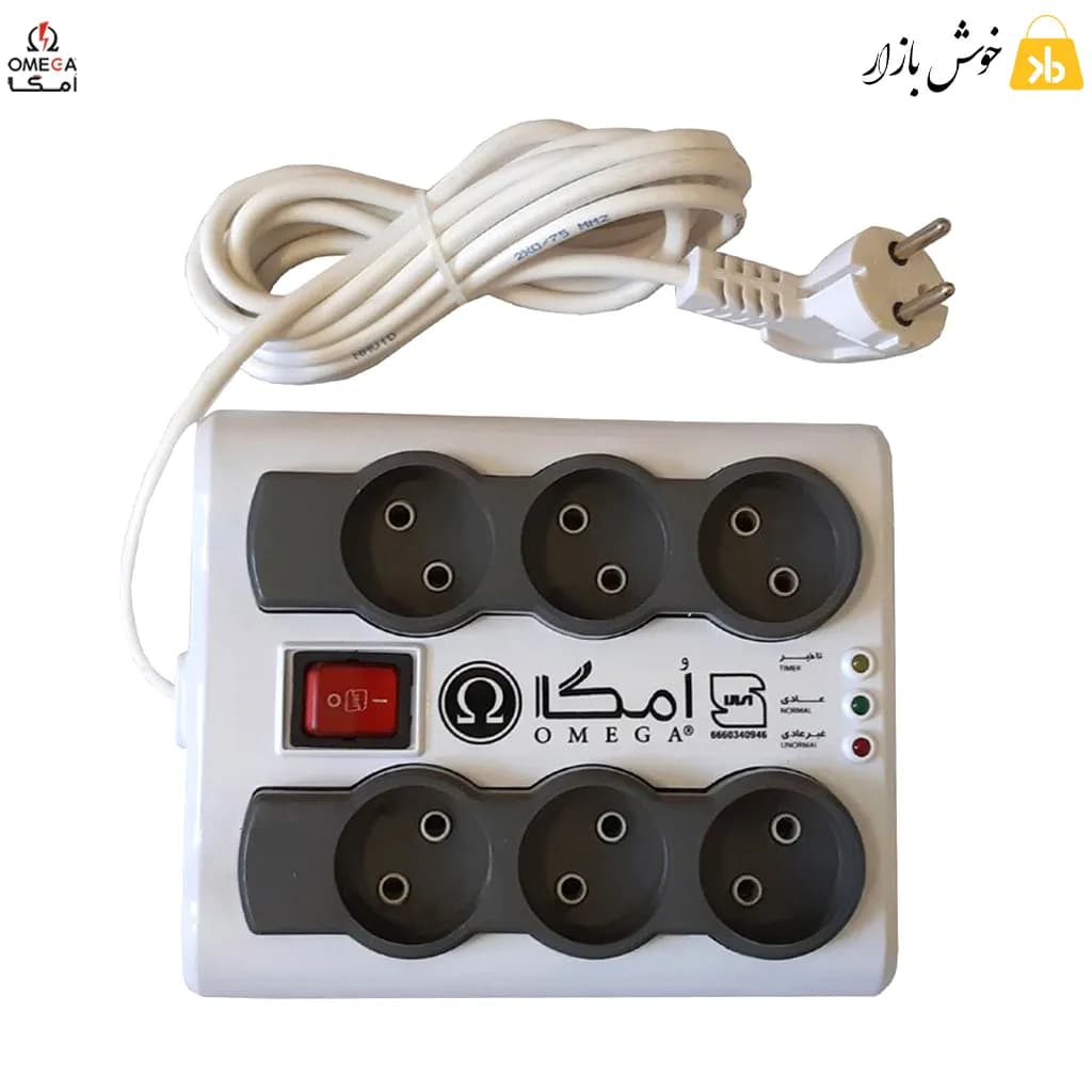 محافظ برق 6 خانه امگا مدل P6000، کابل 1.5 متری مناسب تلویزیون و کامپیوتر — تصویر ۷