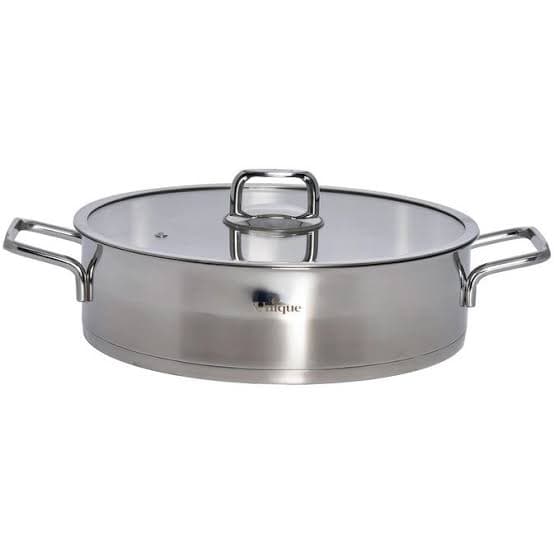 تابه یونیک unique استیل سایز 28 تک فلت دو دسته UN-9910