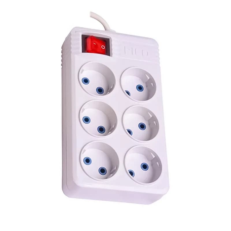 چند راهی 6 خانه پیکو الکتریک با کابل 1.5 متری سفید